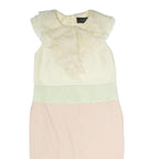 MAX MARA Womens Cream & Pink Day Polyester Dress M Ruffled Neck Pencil