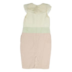 MAX MARA Womens Cream & Pink Day Polyester Dress M Ruffled Neck Pencil