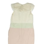 MAX MARA Womens Cream & Pink Day Polyester Dress M Ruffled Neck Pencil
