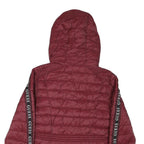 GUESS Womens Maroon Bomber Jacket S Polyester Blend Quilted Zip Hooded