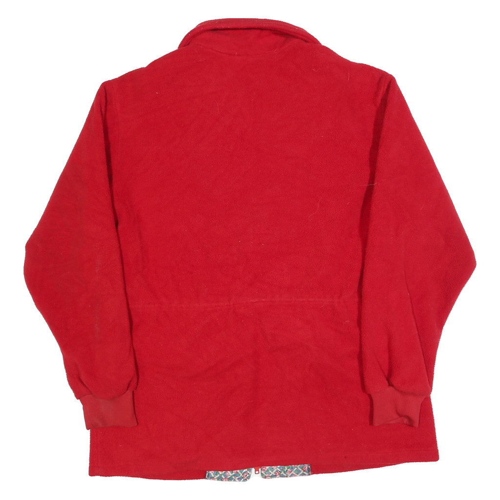 Womens Red Floral Embroidered Polyester Jacket L Zip Plain Casual Outerwear