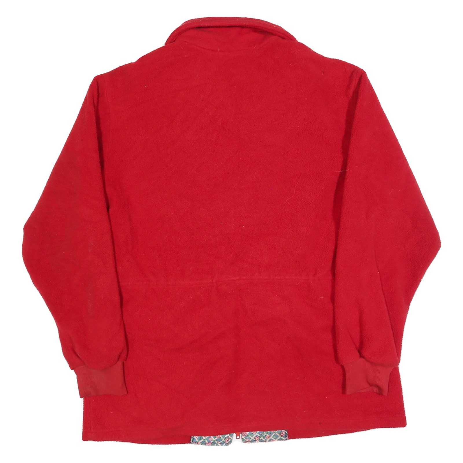 Womens Red Floral Embroidered Polyester Jacket L Zip Plain Casual Outerwear