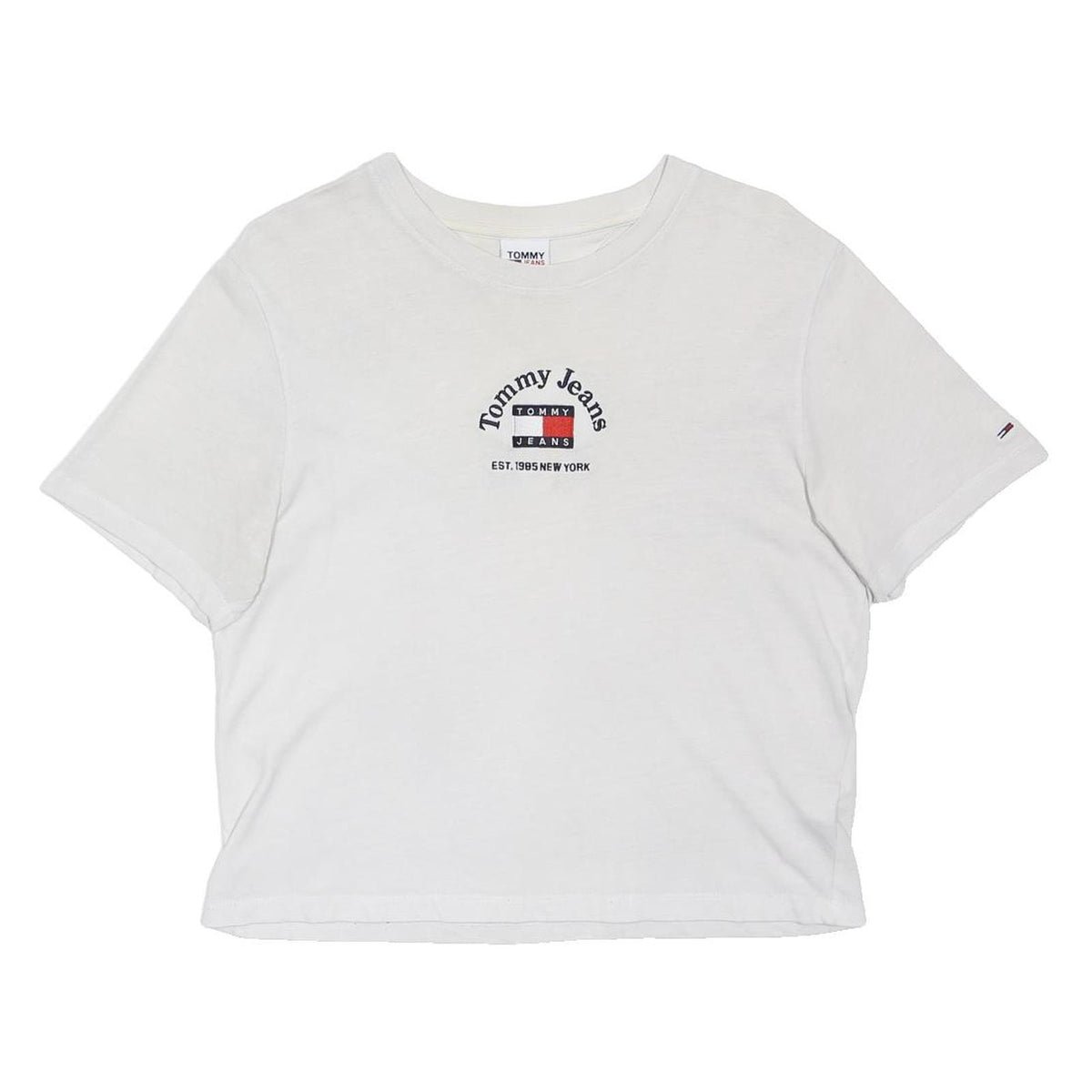 TOMMY JEANS Womens White Graphic T-Shirt M Short Sleeve Crew Neck Casual