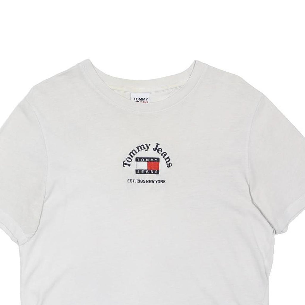 TOMMY JEANS Womens White Graphic T-Shirt M Short Sleeve Crew Neck Casual