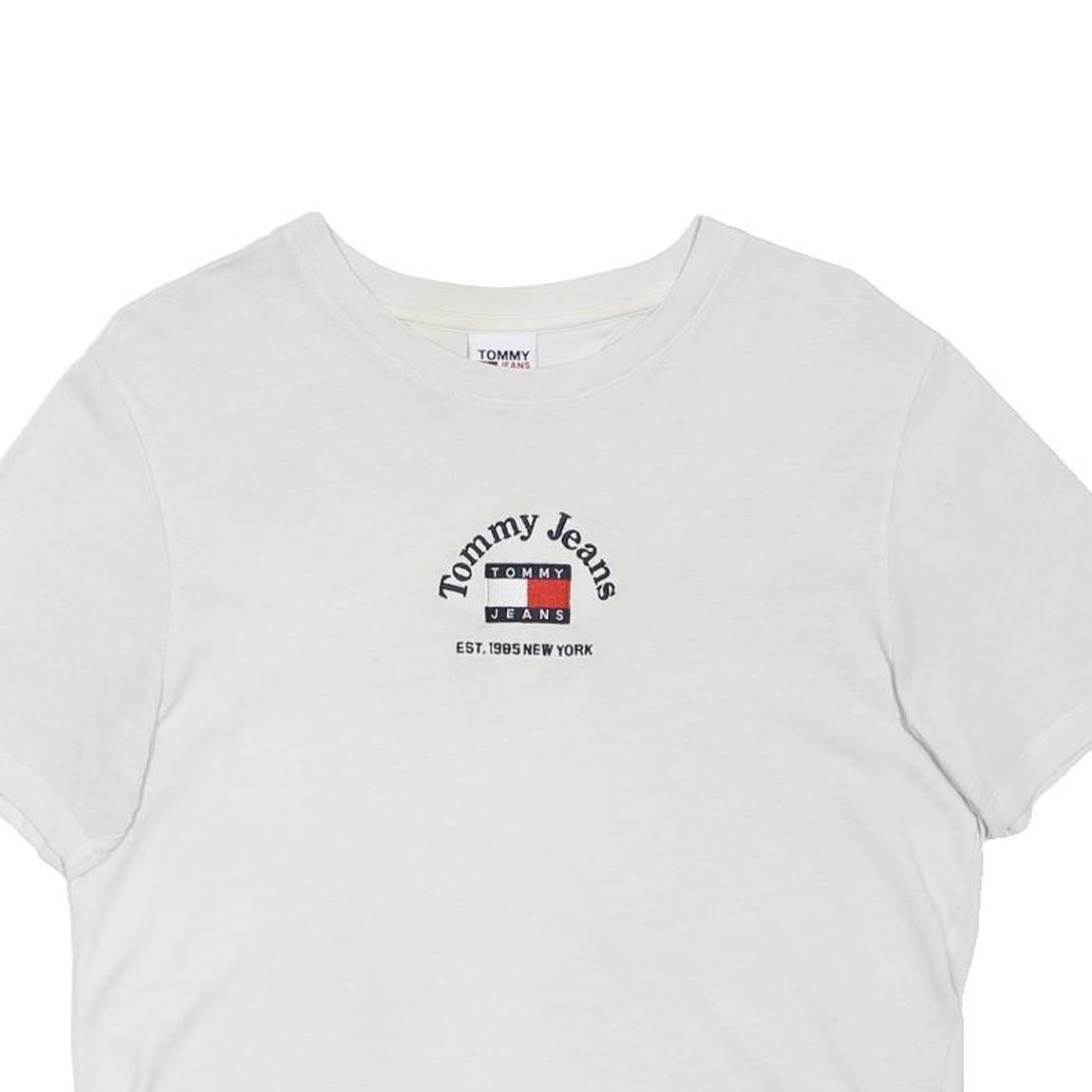 TOMMY JEANS Womens White Graphic T-Shirt M Short Sleeve Crew Neck Casual