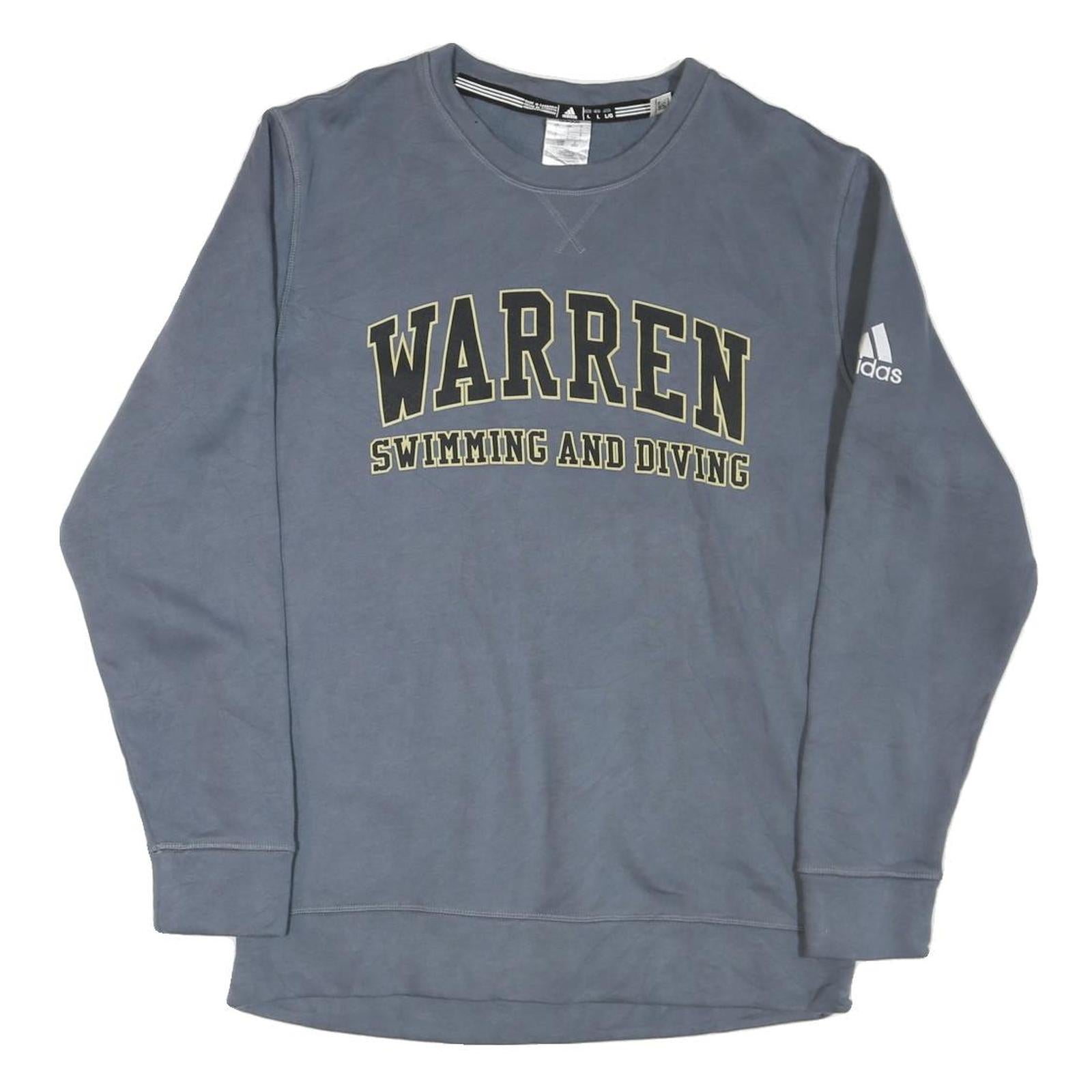 ADIDAS Mens Blue Crew Neck L Warren Swimming And Diving Sweatshirt
