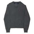 TOMMY HILFIGER Mens Grey Cotton Blend Plain V-Neck Basic Knit Jumper XL