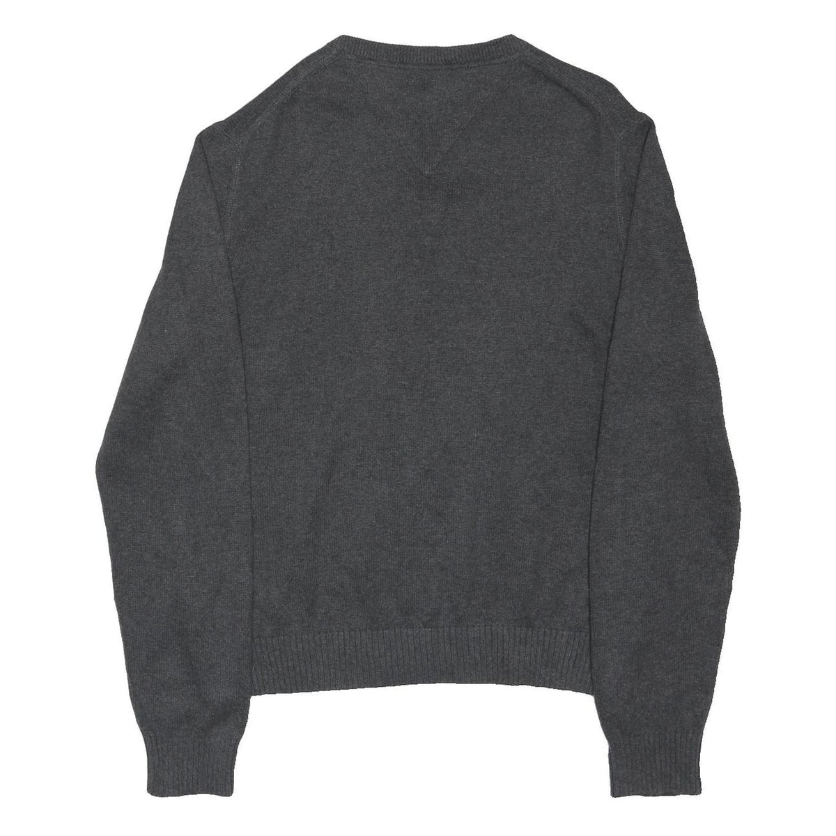 TOMMY HILFIGER Mens Grey Cotton Blend Plain V-Neck Basic Knit Jumper XL