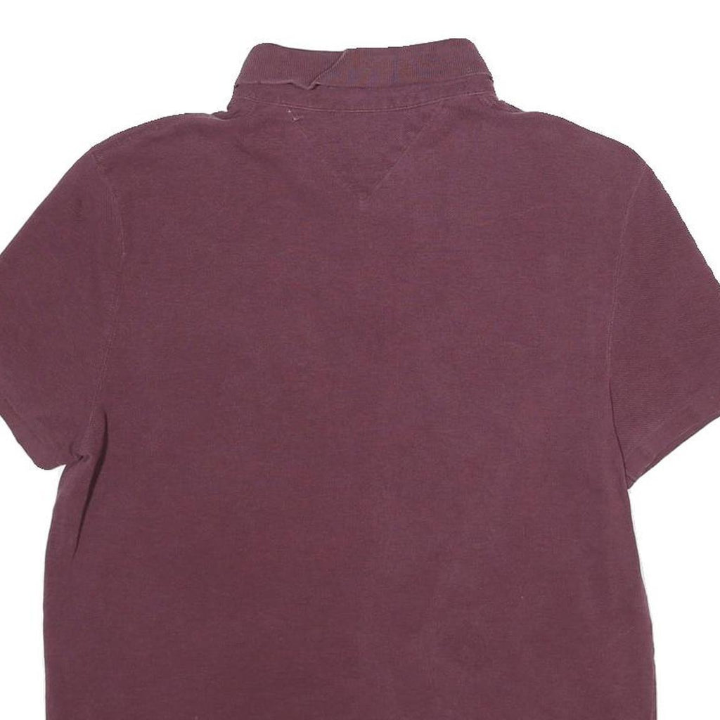 TOMMY HILFIGER Mens Maroon Short Sleeve Polo Shirt M Cotton Casual Basic