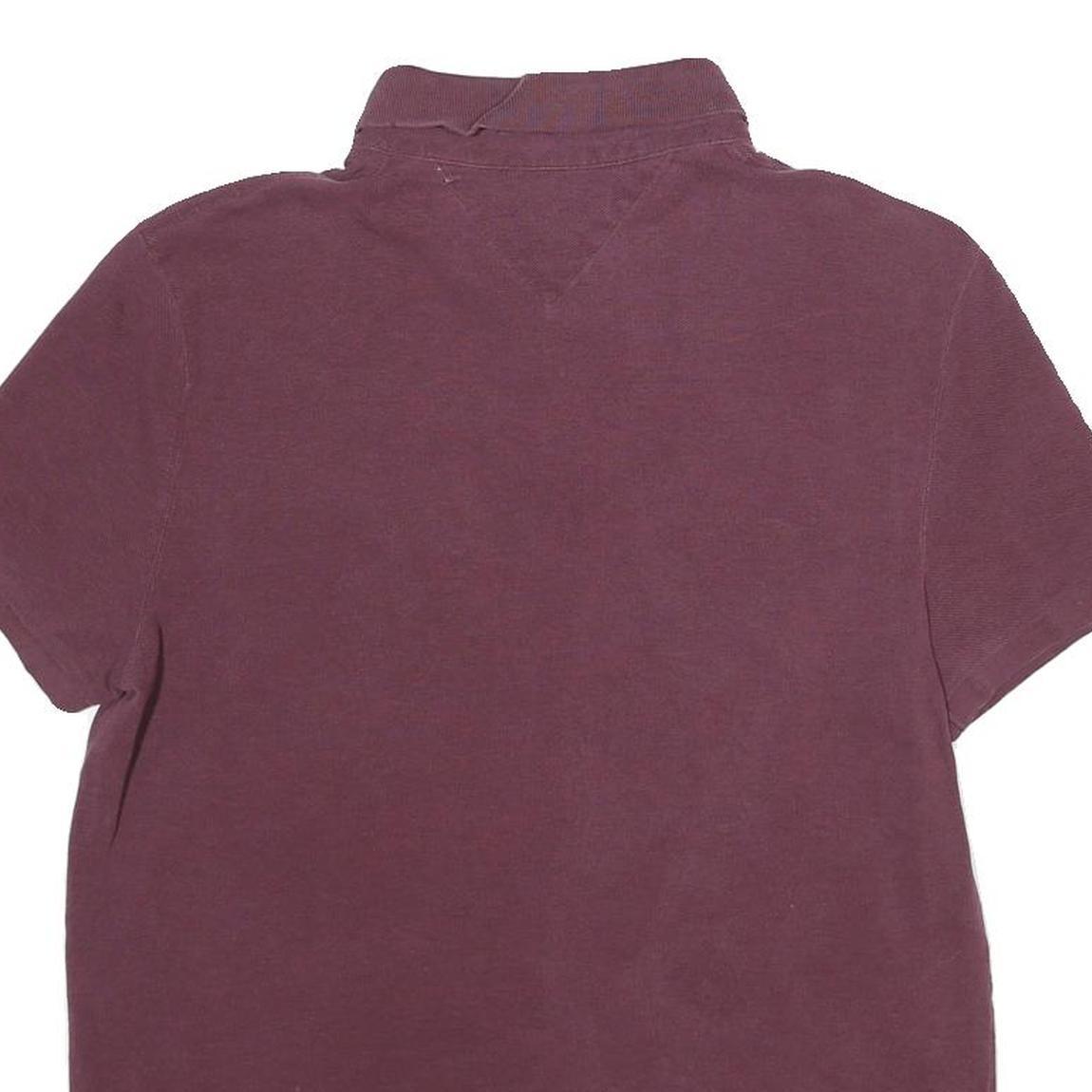 TOMMY HILFIGER Mens Maroon Short Sleeve Polo Shirt M Cotton Casual Basic