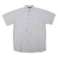 WRANGLER Mens White Blue Check Short Sleeve Shirt 2XL Cotton Blend Casual