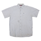 WRANGLER Mens White Blue Check Short Sleeve Shirt 2XL Cotton Blend Casual