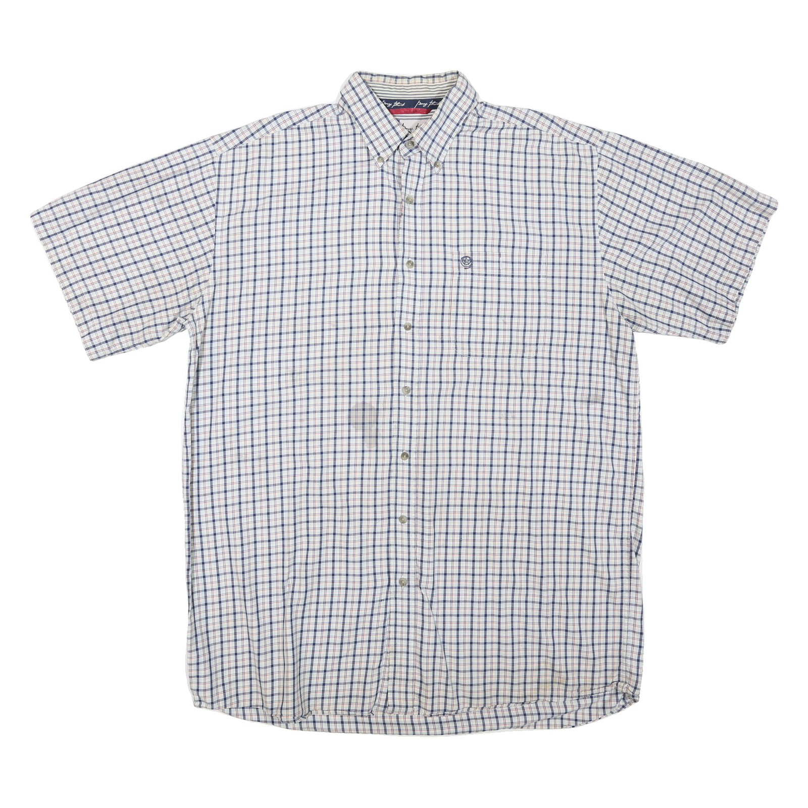 WRANGLER Mens White Blue Check Short Sleeve Shirt 2XL Cotton Blend Casual