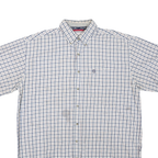 WRANGLER Mens White Blue Check Short Sleeve Shirt 2XL Cotton Blend Casual