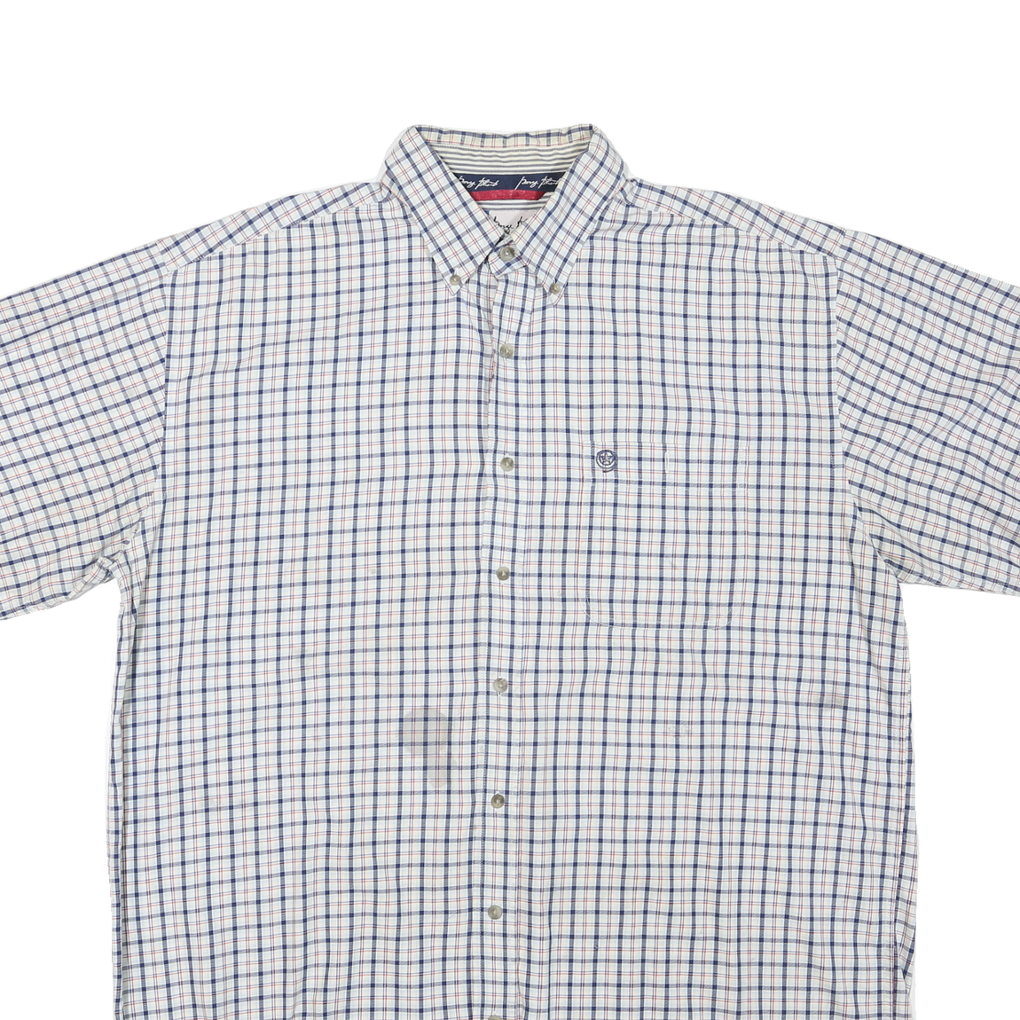 WRANGLER Mens White Blue Check Short Sleeve Shirt 2XL Cotton Blend Casual
