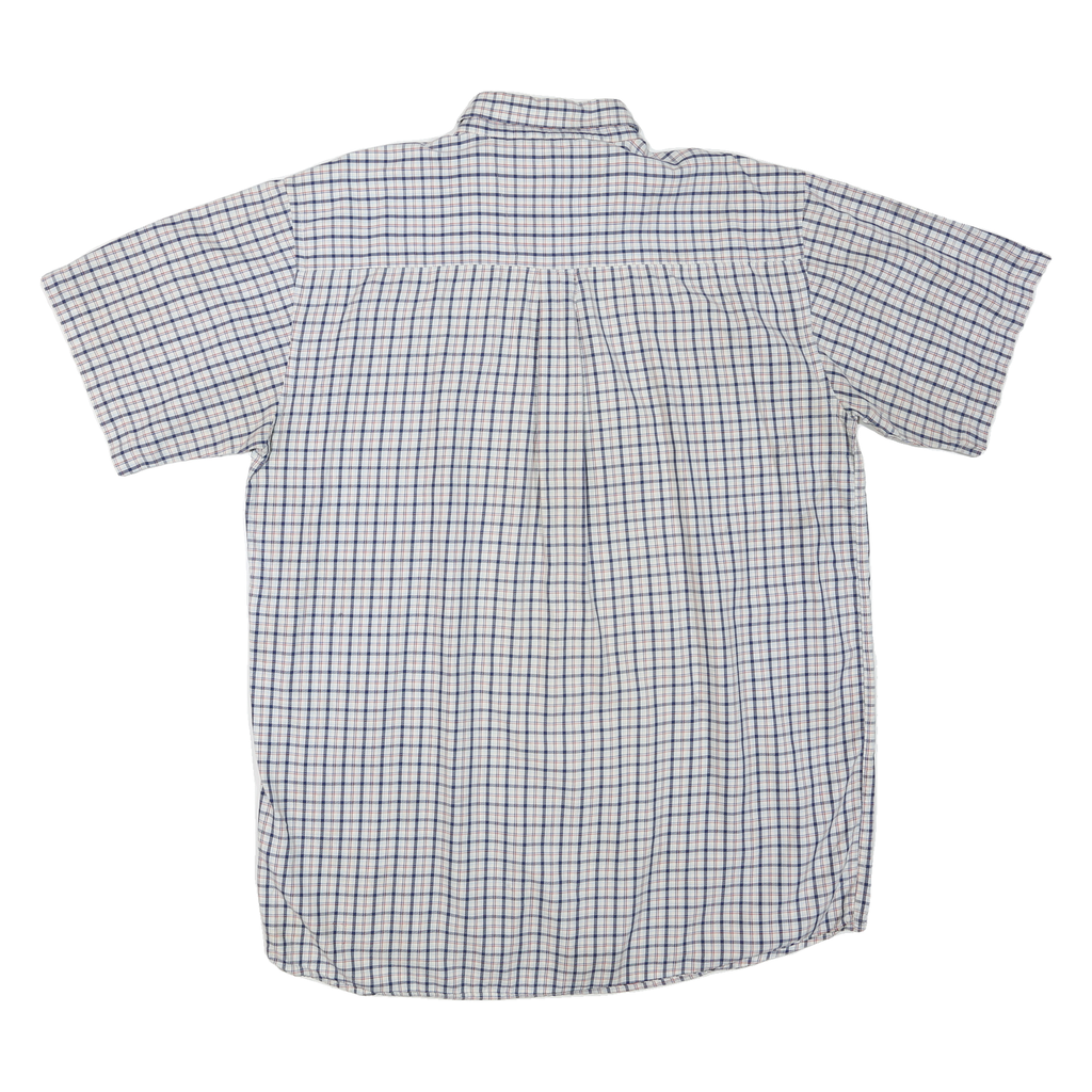 WRANGLER Mens White Blue Check Short Sleeve Shirt 2XL Cotton Blend Casual