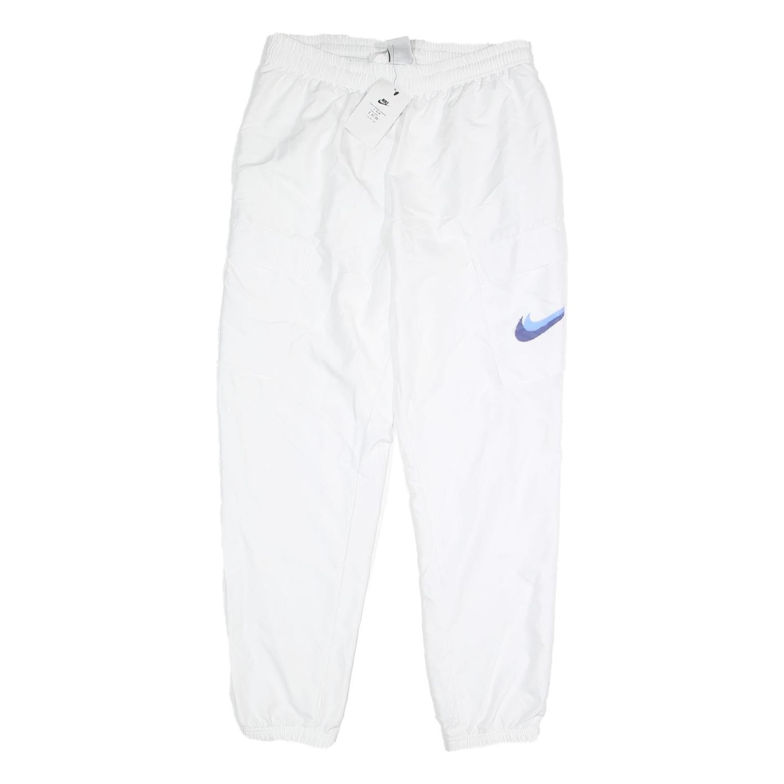 NIKE Mens Joggers White Blue Slim Tapered L W28 L25 Sportswear Casual