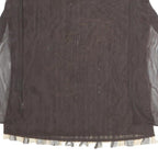 MARELLA Womens Brown Printed Striped Top Long Sleeve Round Neck XL Mesh Zip