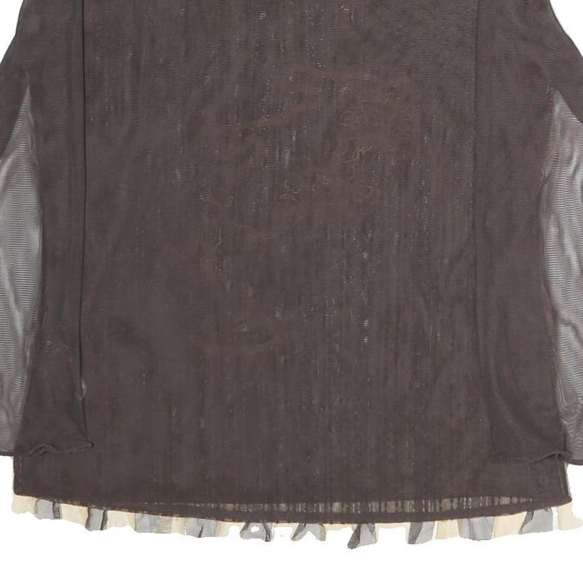 MARELLA Womens Brown Printed Striped Top Long Sleeve Round Neck XL Mesh Zip