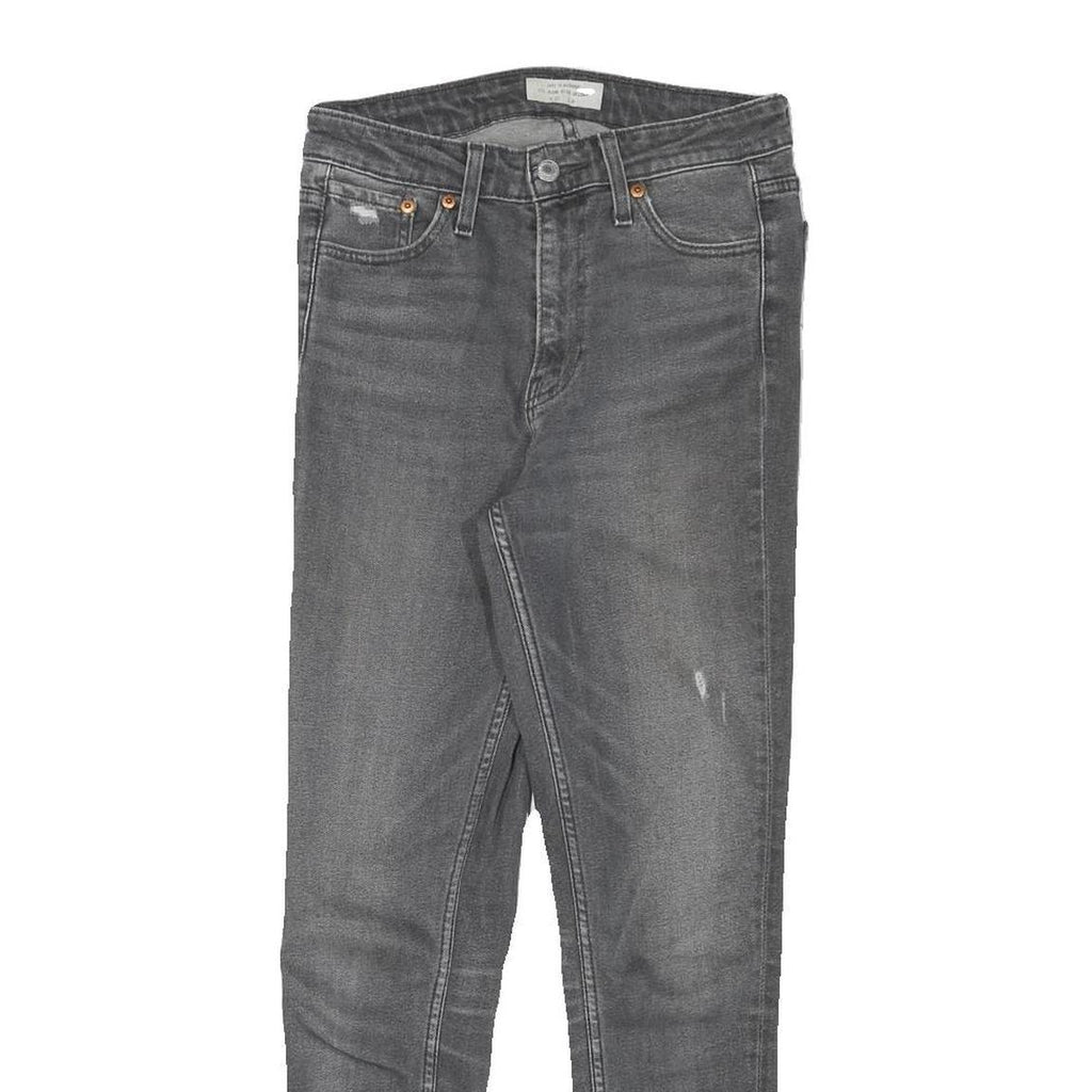LEVI'S Womens Slim Grey Denim Raw Hem Zip W27 L27 Stylish Cotton Blend Jeans
