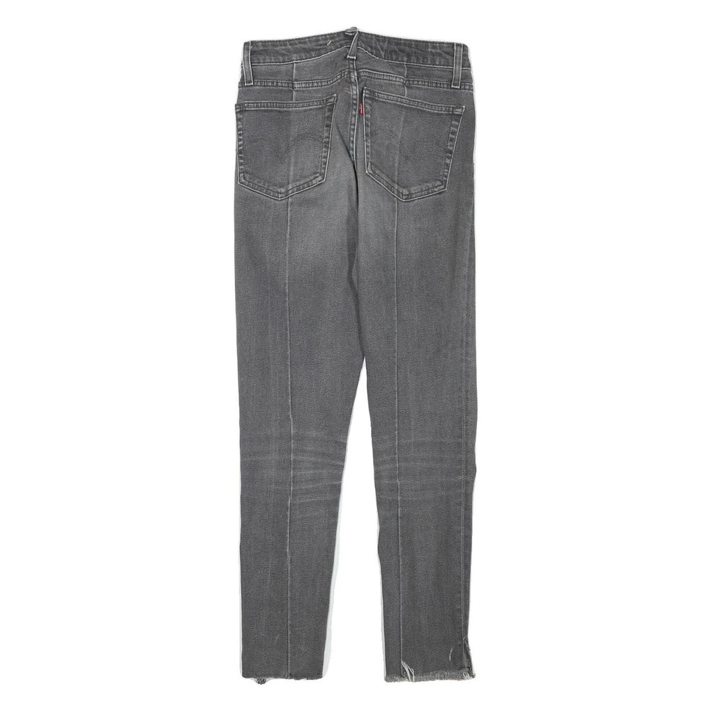LEVI'S Womens Slim Grey Denim Raw Hem Zip W27 L27 Stylish Cotton Blend Jeans