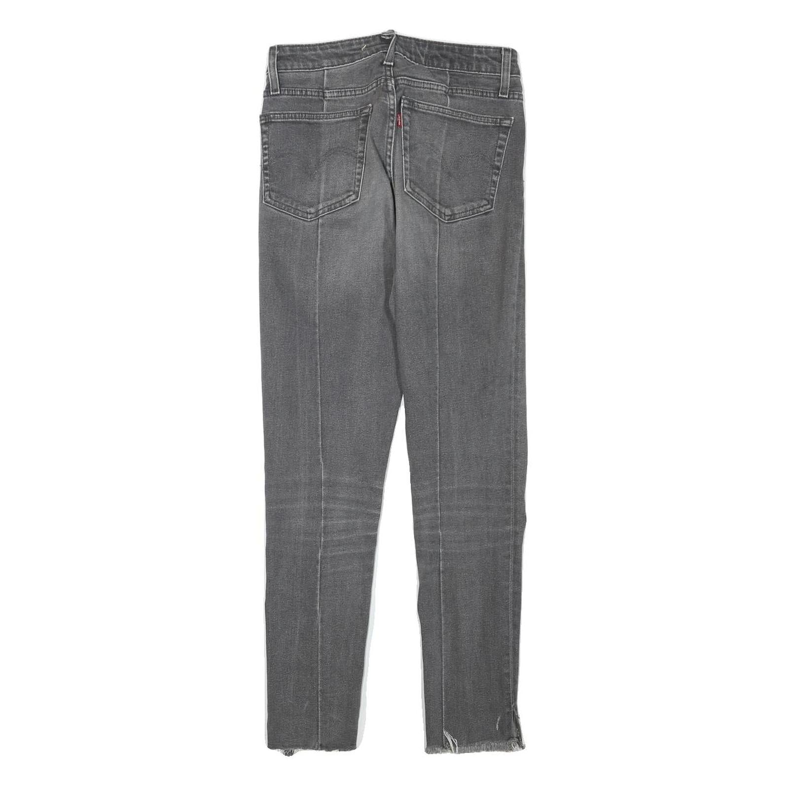 LEVI'S Womens Slim Grey Denim Raw Hem Zip W27 L27 Stylish Cotton Blend Jeans