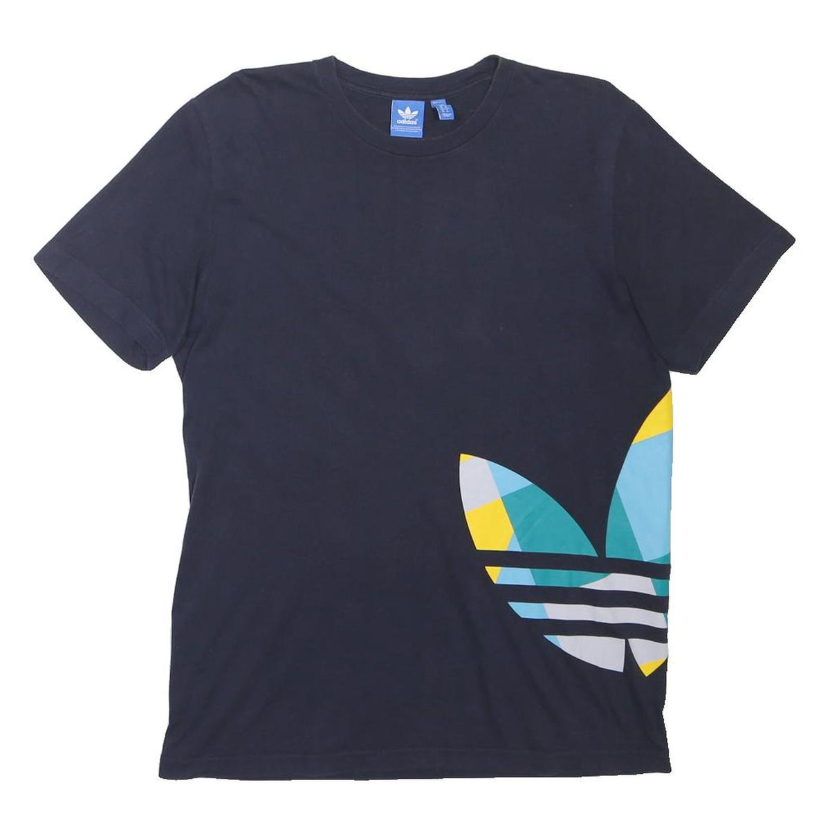 ADIDAS ORIGINALS Mens Navy Blue Cotton Blend Casual T-Shirt M Large Trefoil