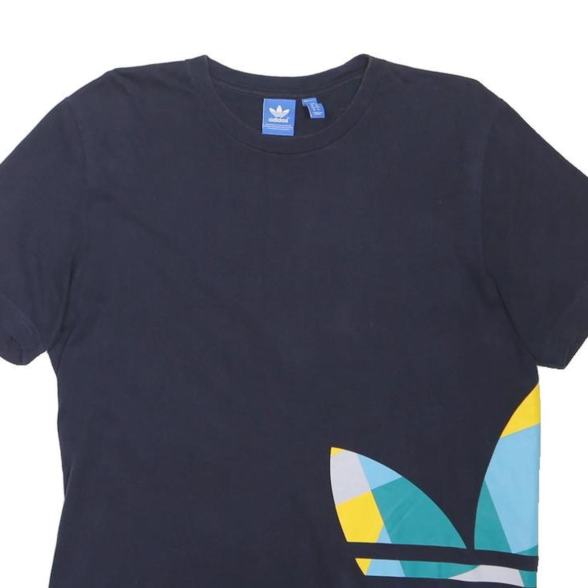 ADIDAS ORIGINALS Mens Navy Blue Cotton Blend Casual T-Shirt M Large Trefoil