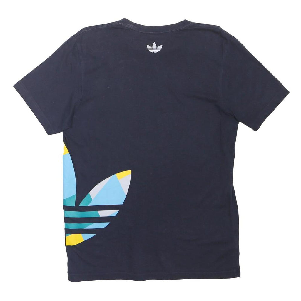 ADIDAS ORIGINALS Mens Navy Blue Cotton Blend Casual T-Shirt M Large Trefoil
