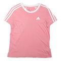 ADIDAS Girls Pink & White Classic T-Shirt 13-14Y Short Sleeve Crew Neck Athletic