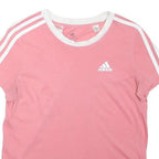 ADIDAS Girls Pink & White Classic T-Shirt 13-14Y Short Sleeve Crew Neck Athletic