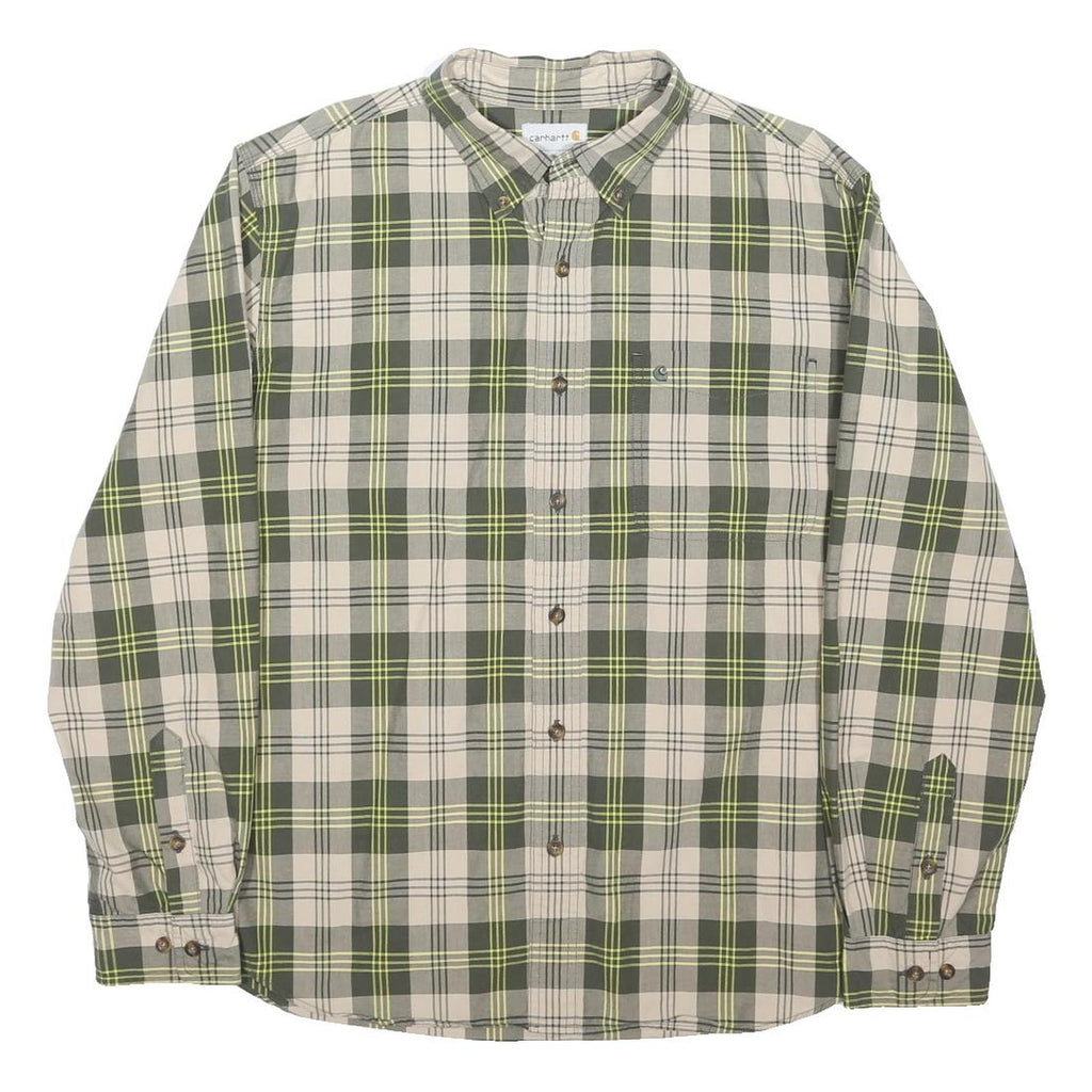 CARHARTT Mens Green & Beige Check Shirt L Casual Cotton Blend Long Sleeve