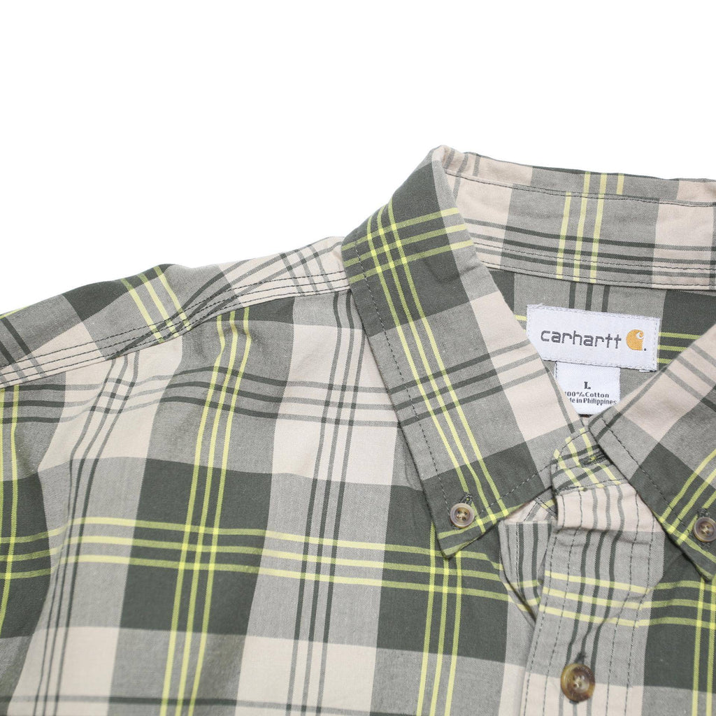 CARHARTT Mens Green & Beige Check Shirt L Casual Cotton Blend Long Sleeve