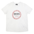 DIESEL Mens White Graphic T-Shirt L Short Sleeve Crew Neck Cotton Blend