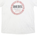 DIESEL Mens White Graphic T-Shirt L Short Sleeve Crew Neck Cotton Blend