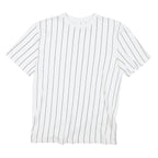 KARL KANI Mens White & Black Pinstripe Modern T-Shirt S Short Sleeve Crew Neck
