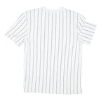 KARL KANI Mens White & Black Pinstripe Modern T-Shirt S Short Sleeve Crew Neck