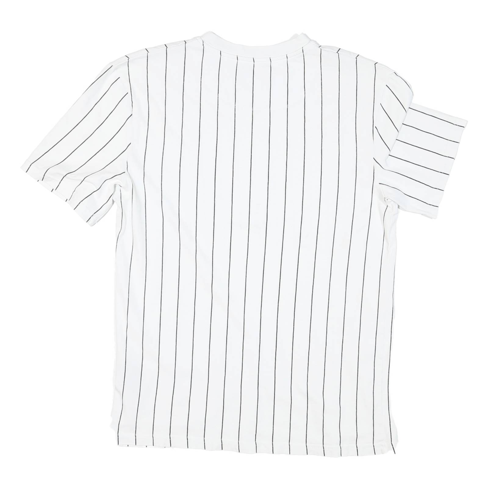 KARL KANI Mens White & Black Pinstripe Modern T-Shirt S Short Sleeve Crew Neck