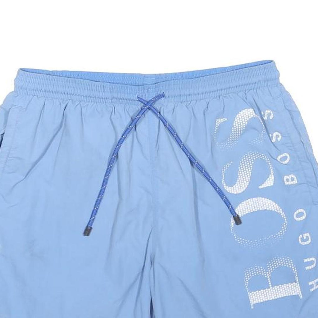 BOSS HUGO BOSS Mens Blue Casual Swimming Shorts Large Logo Print M W28