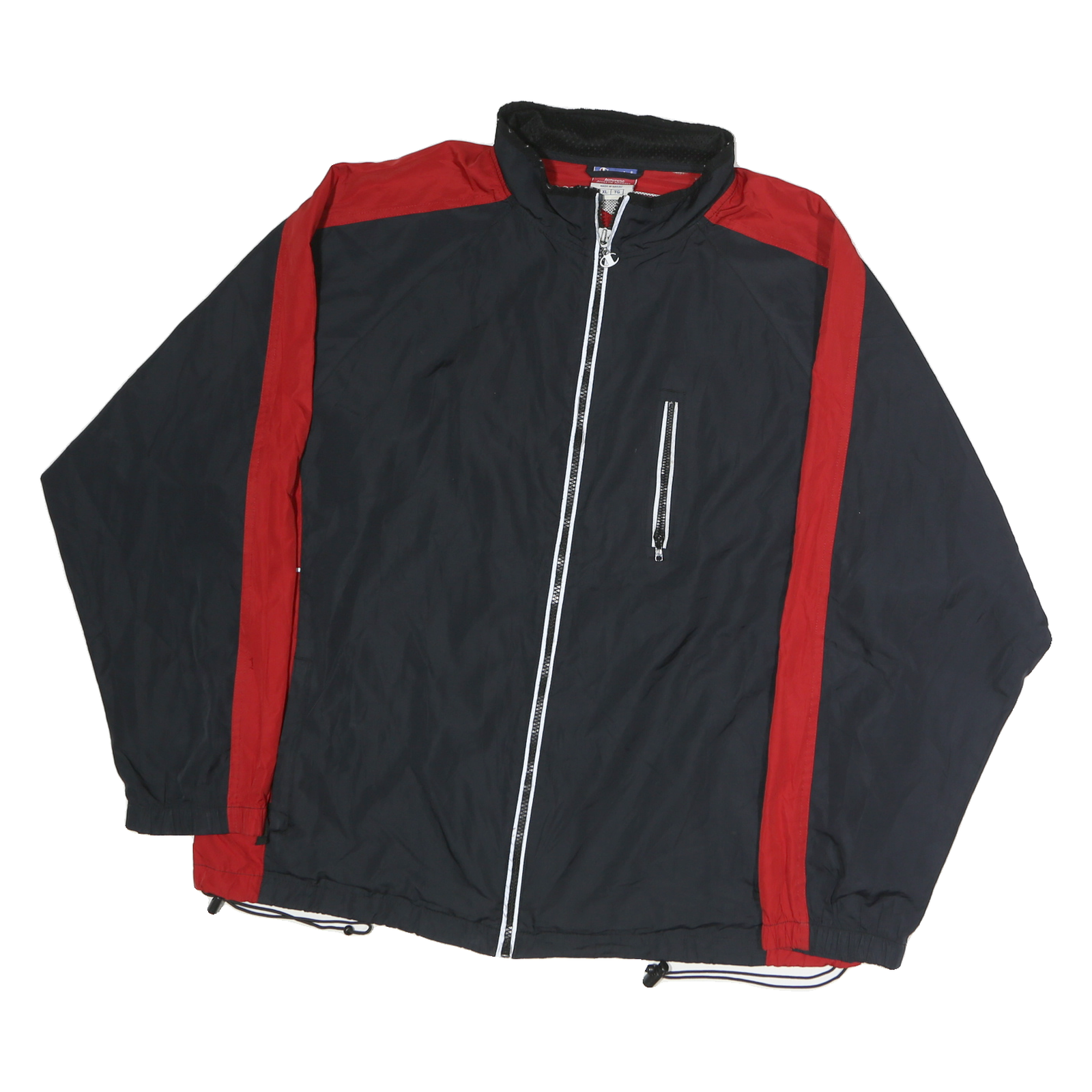 CHAMPION Mens Black & Red Track Jacket XL Polyester Zip Plain Lightweight