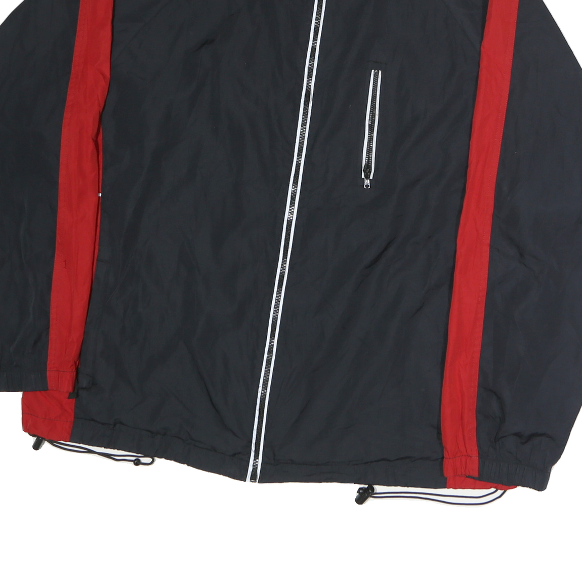 CHAMPION Mens Black & Red Track Jacket XL Polyester Zip Plain Lightweight