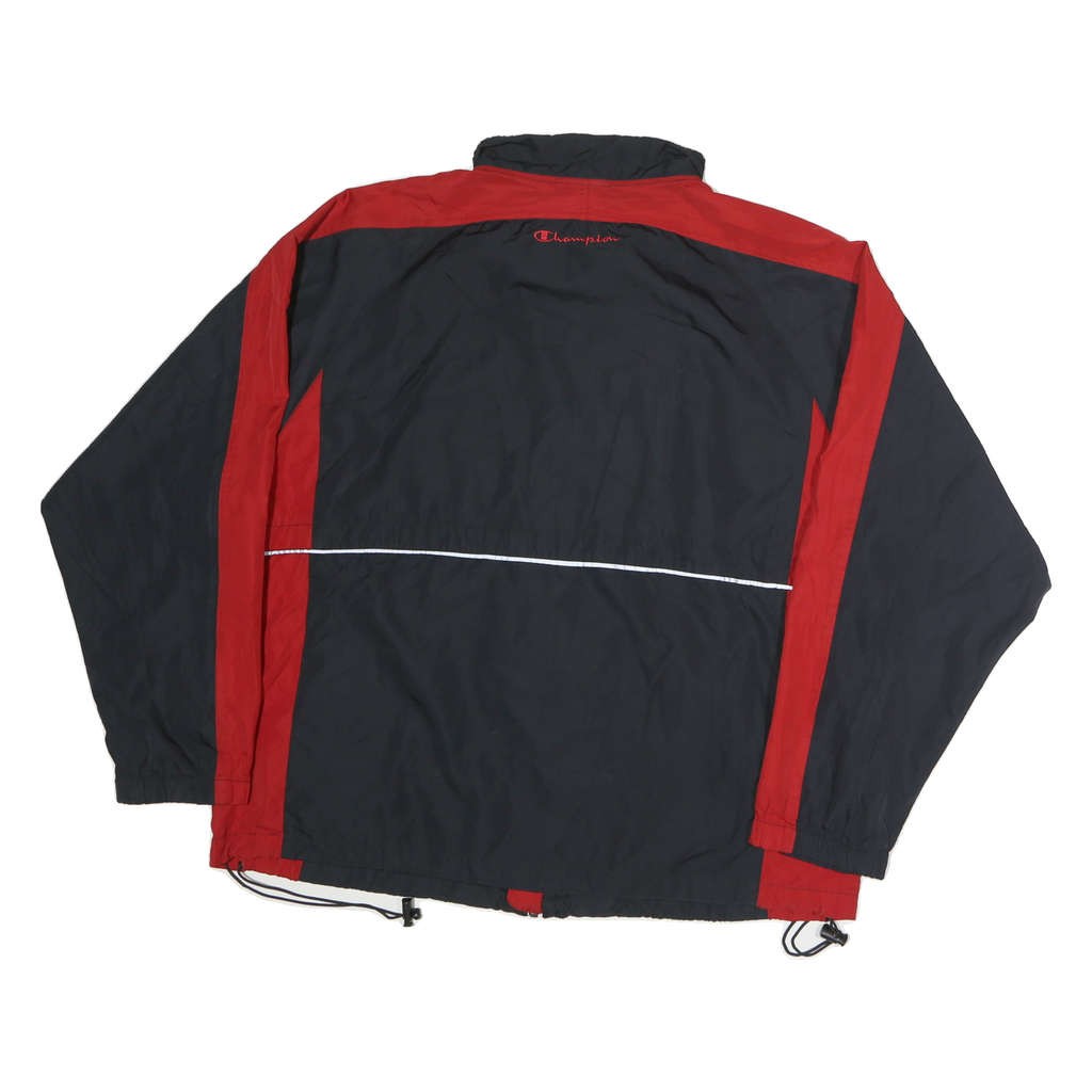 CHAMPION Mens Black & Red Track Jacket XL Polyester Zip Plain Lightweight