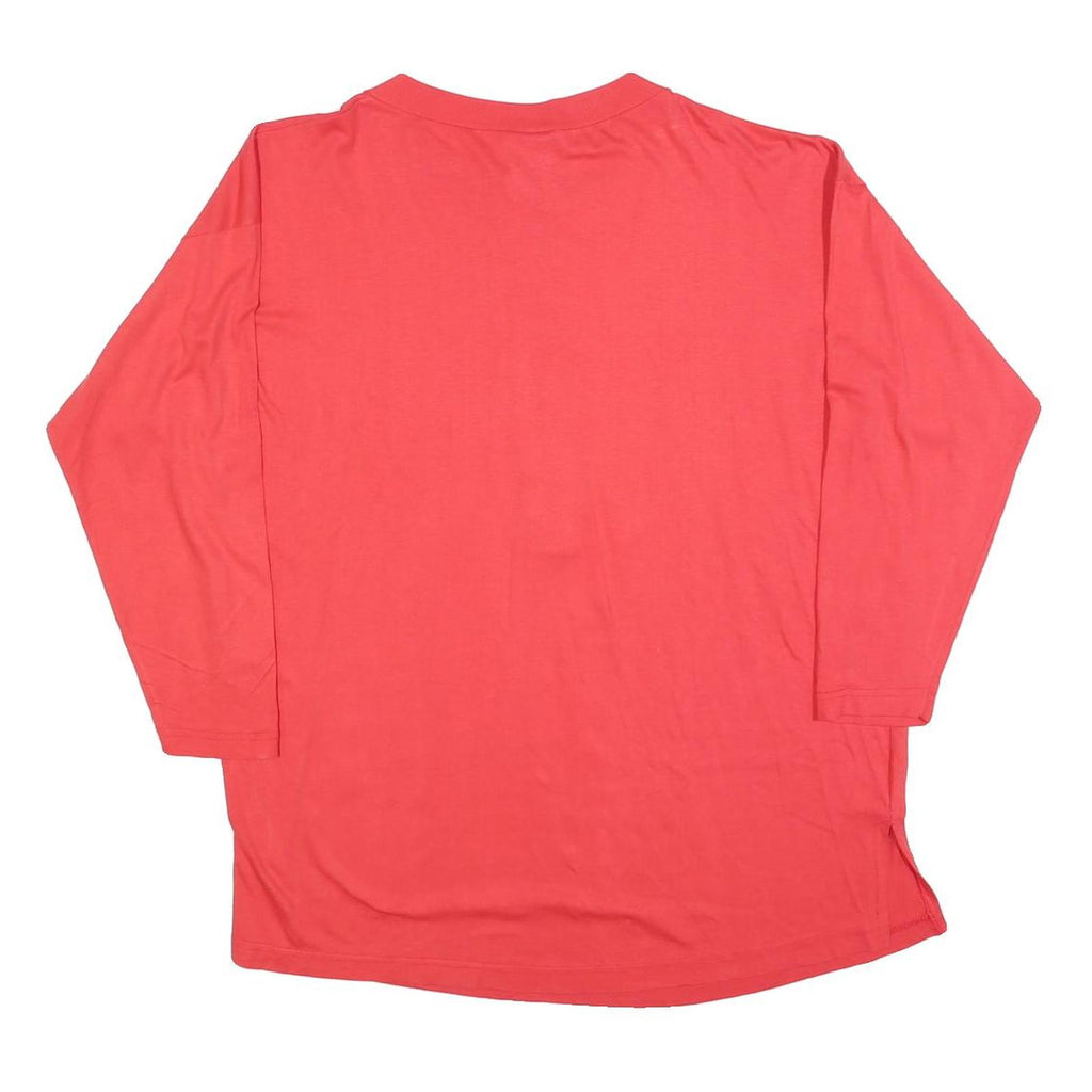 Mens Red Cotton Blend Long Sleeve Crew Neck Button Detail Casual T-Shirt S