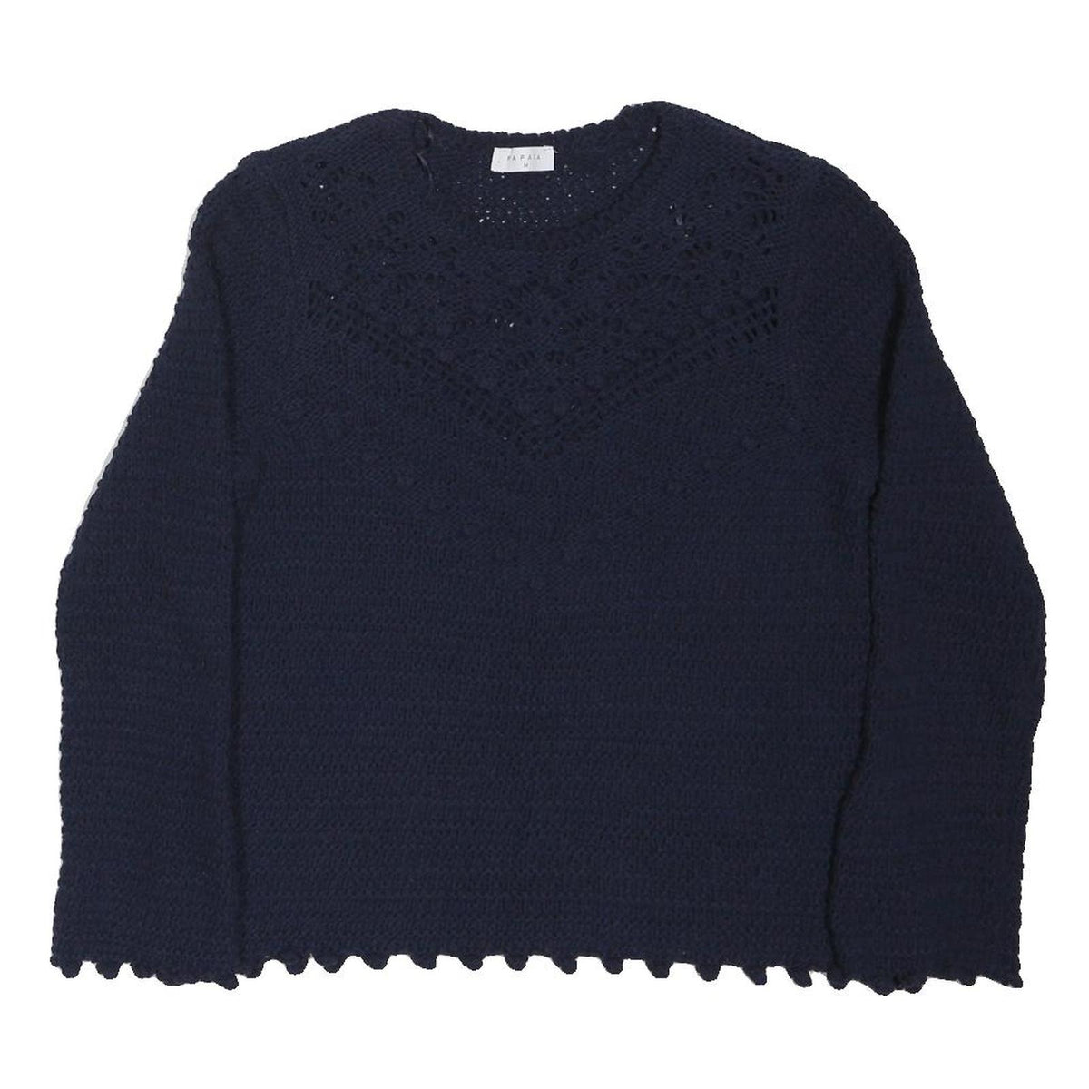 PAPAYA Womens Navy Plain Jumper Round Neck Basic Knit M Casual Cotton Blend
