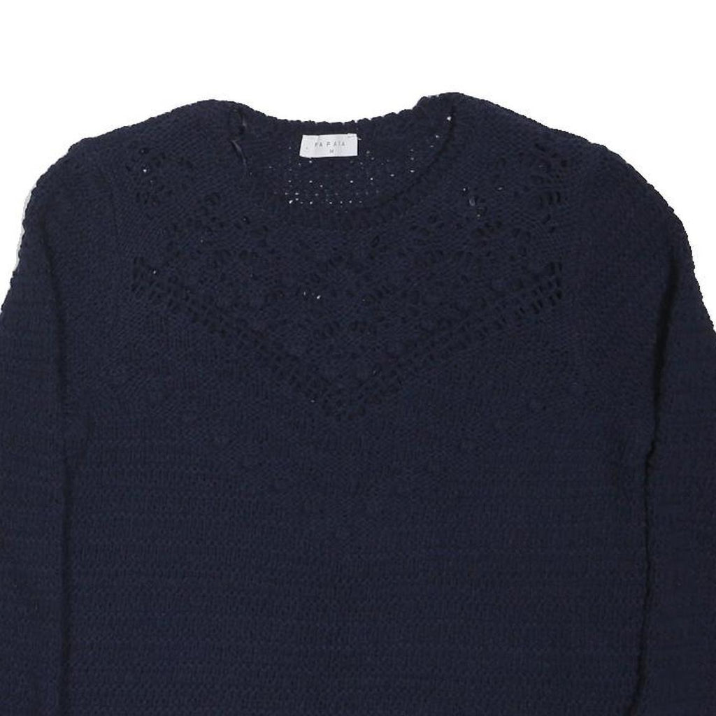 PAPAYA Womens Navy Plain Jumper Round Neck Basic Knit M Casual Cotton Blend