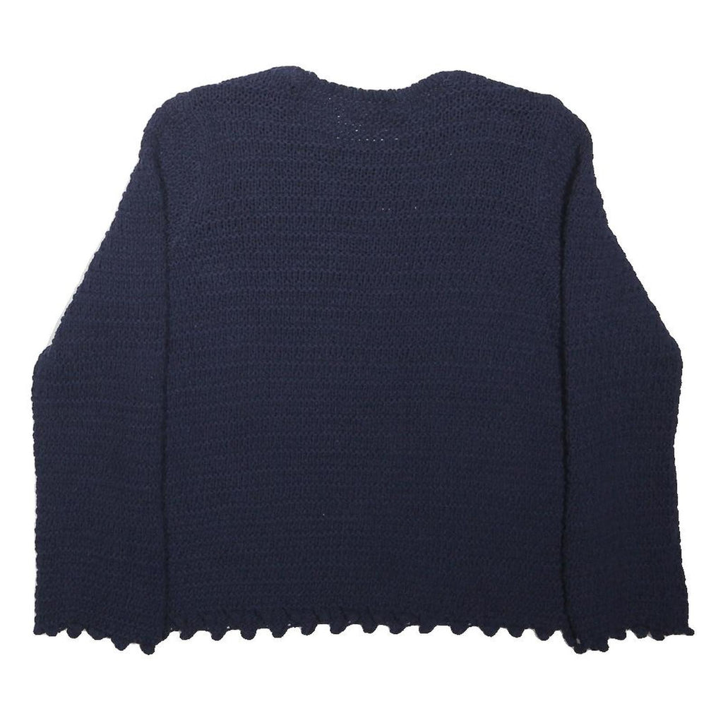 PAPAYA Womens Navy Plain Jumper Round Neck Basic Knit M Casual Cotton Blend