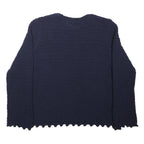 PAPAYA Womens Navy Plain Jumper Round Neck Basic Knit M Casual Cotton Blend