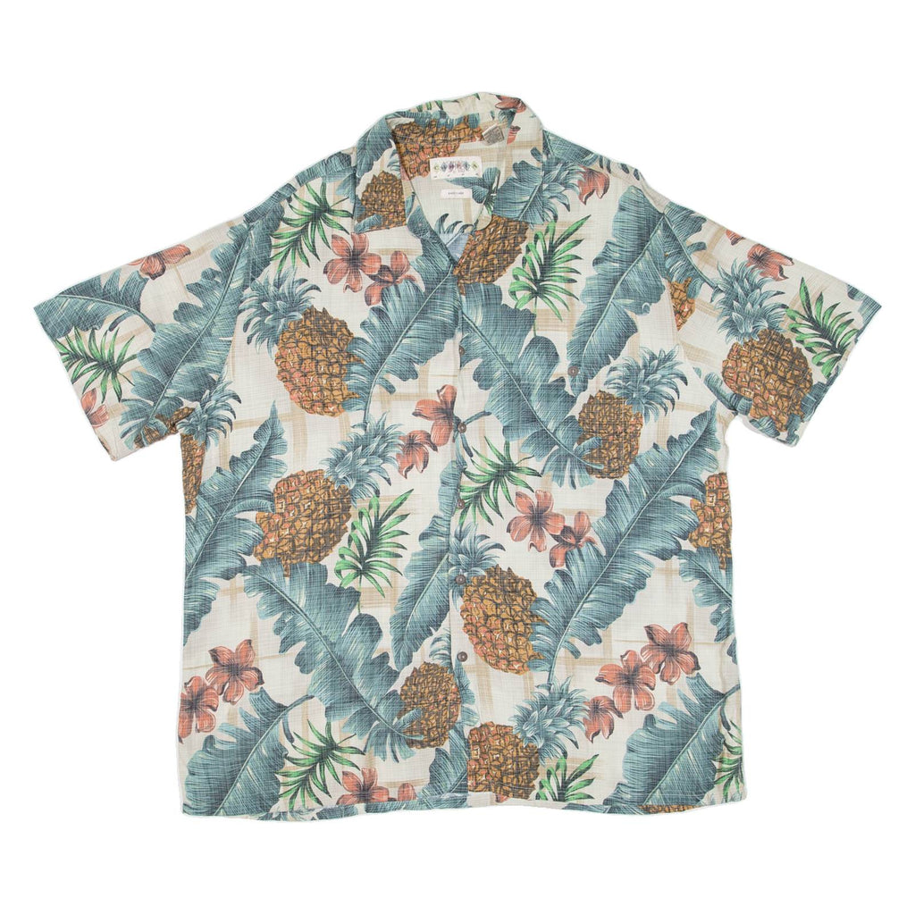 CAMPIA Mens Hawaiian Shirt Green Floral XL