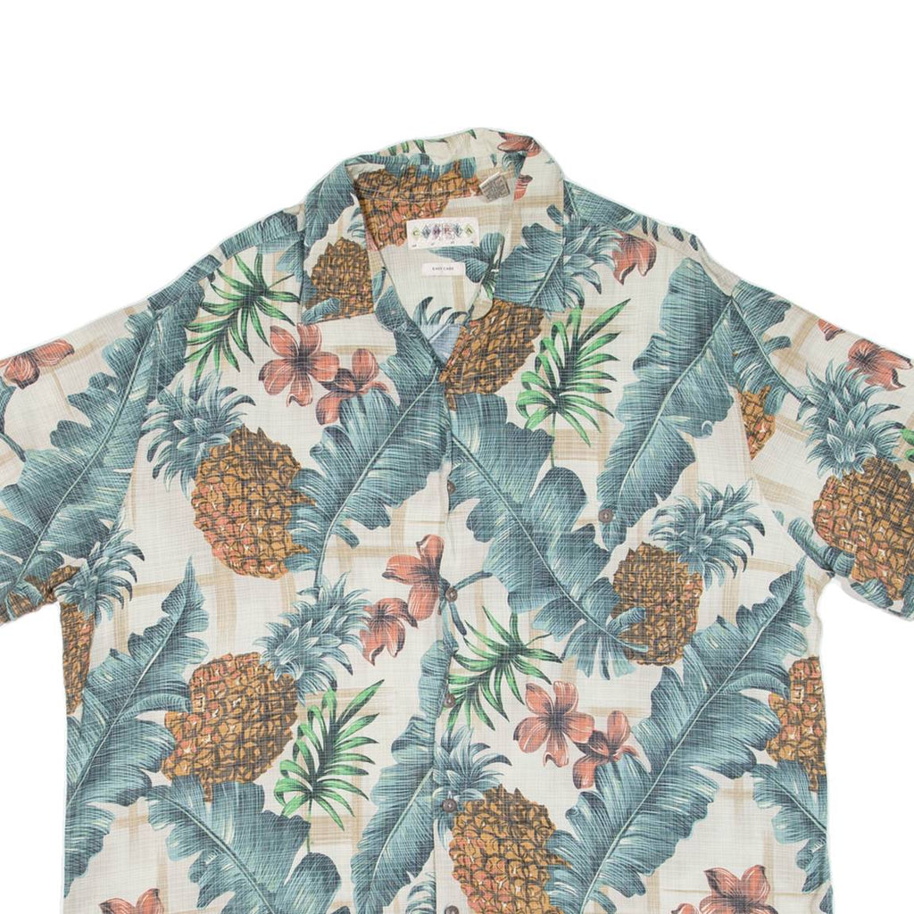 CAMPIA Mens Hawaiian Shirt Green Floral XL