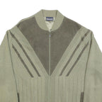 DETLEV ALBERS Mens Green Knit Bomber XL Suede Zip Jacket Retro Casual